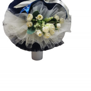 Lumanare de botez bleumarin/crem, cu ornamente florale, hug 101, en gross