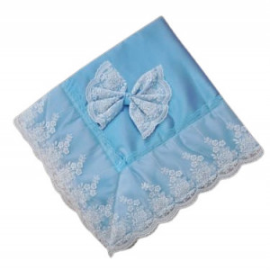 Pled Deluxe bebelusi, saten si dantela, bleu