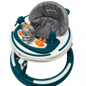 Premergator muzical, Soricel,cu baza rotunda, metalica, max 12 kg, pentru 6 luni+, verde - Img 2
