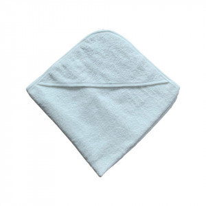 Prosop bebe, cu gluga, alb complet, 90*90 cm, potrivit pentru brodat, cu capison 27 cm, en gros - Img 2