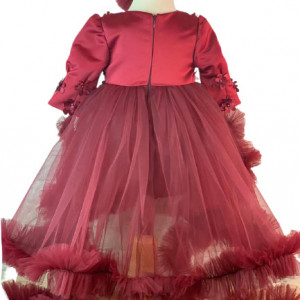 Rochita Printesa, pentru botez sau turta, 2 trene, 3-8 ani, burgundy, engros - Img 3