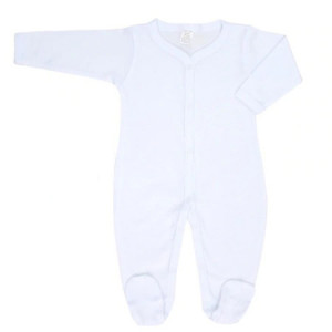 Salopeta alba bebe, cu capse pe fata, 0-6 luni