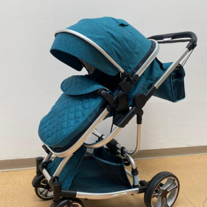Carucior 2 in 1, bebe, cu landou tranformabil si reversibil, pliere tip troller, roti cu amortizoare, F2, , verde inchis - Img 6