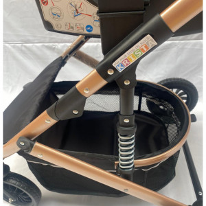 CARUCIOR 3 IN 1, MANER REVERSIBIL, CADRU ALUMINIU FOARTE USOR,SUSPENSII PE ROATA, T2-G,BURGUNDY - Img 7