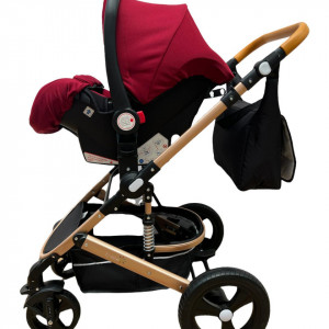 Carucior 3 in 1, maner reversibil,cadru aluminiu foarte usor, T5,rosu - Img 5