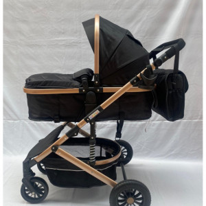 Carucior bebe, 3 in 1, landou reversibil, cadru aluminiu,  foarte usor, suspensii pe roti, T2,negru