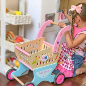 Carucior De Cumparaturi Din Lemn Cu Accesorii - Img 4
