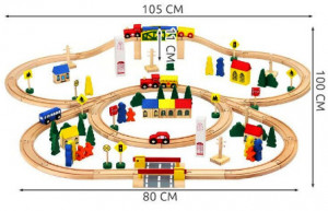 Circuit de masinute Orbit, din lemn, 100 de piese