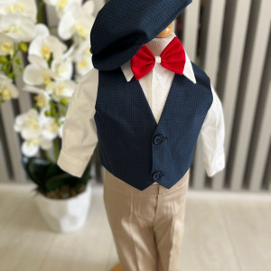 Costum de botez Grey Blu,, sezon primavara-toamna, 0-9 luni, bleumarin/crem - Img 2
