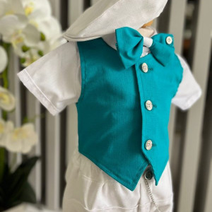 Costum de vara elegant, Dandy, albastru,0-12 luni - Img 2