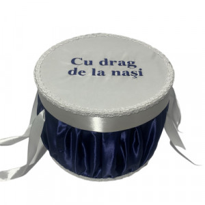 Cutie trusou pentru botez,rotunda, bleumarin