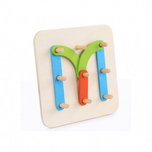 Joc din lemn Montessori Geoboard litere, cifre si culori - Img 3