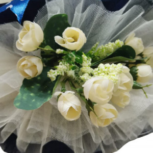 Lumanare de botez bleumarin/crem, cu ornamente florale, hug 101, en gross - Img 2