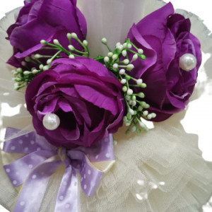 Lumanare de botez ivoirecu trandafiri, cu ornamente florale, hug 103, en gross - Img 2