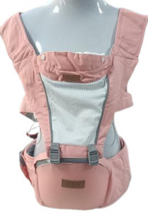 Marsupiu bebelusi,HM03 ergonomic,4 in 1, cu scaun de sold, 0-36 luni,max 30 kg, ROZ