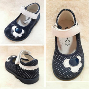 Pantofi ortopedici piele, talonet, bleumarin
