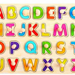 Puzzle incastru, lemn, literele