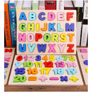 Set 4 puzzle incastru 3D - alfabet si cifre - Img 3