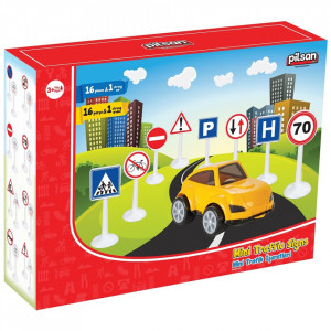 Set Pilsan Jucarie indicatoare rutiere Mini Traffic Signs cu masinuta - Img 2