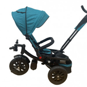 Tricicleta 5099 EVA cu pozitie de somn, scaun reversibil, roti din cauciuc, far cu lumini si muzica, verde - Img 4