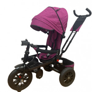 Tricicleta 5099 EVA cu pozitie de somn, scaun reversibil, roti din cauciuc, far cu lumini si muzica, mov - Img 7