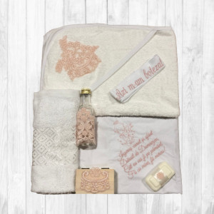 Trusou Botez cu Broderie roz prafuit, en gros