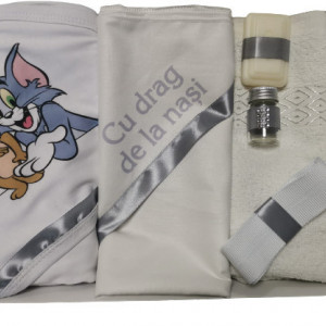 Trusou pentru botez, 6 piese, Tom%Jerry, gri, en gros