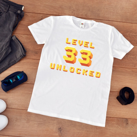 Tricou personalizat aniversare "Level unlocked"