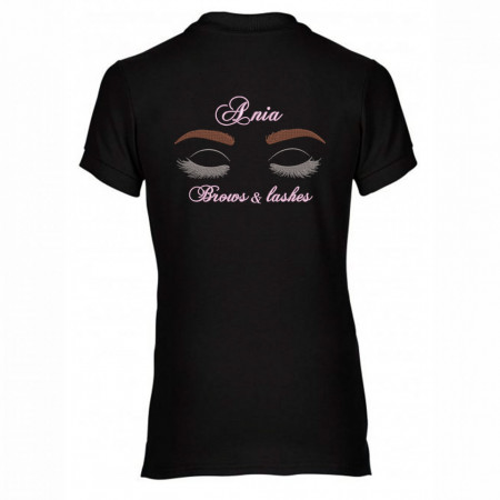 Tricou polo brodat personalizat "Brows and lashes"