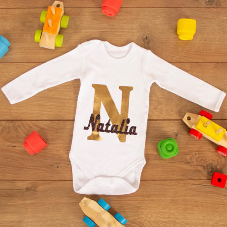 Body personalizat brodat "First letter"