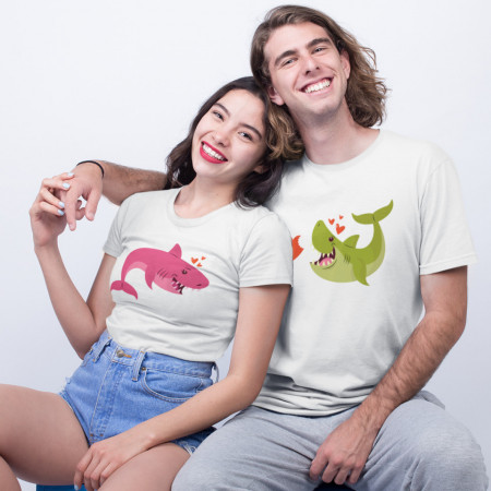 Set tricouri personalizate cuplu "Sharks"