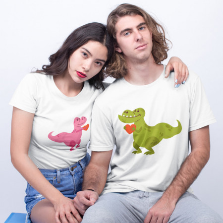 Set tricouri personalizate cuplu "Dino"