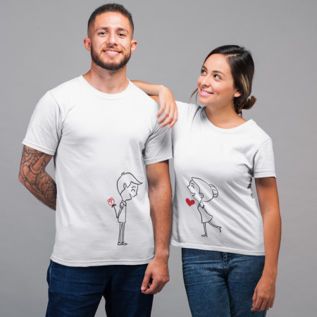 Set tricouri personalizate cuplu "Rose&heart"