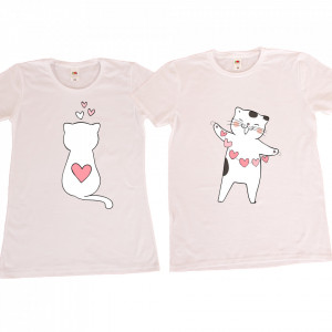 Set tricouri personalizate cuplu pisici