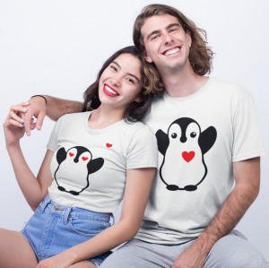 Set tricouri personalizate cuplu "Pinguini"