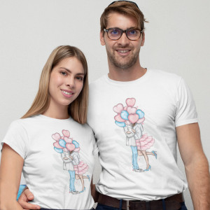 Set tricouri personalizate cuplu "Love&balloons"