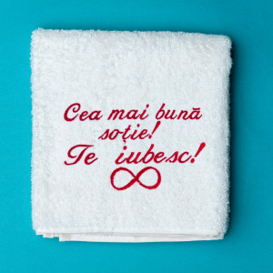 Prosop personalizat brodat "Cea mai buna sotie"