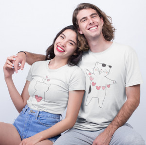 Set tricouri personalizate cuplu pisici