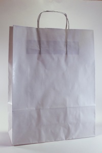 Sacoșă hârtie KA cu mâner răsucit, ALBĂ, 32x12x41