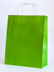 Sacoșă hârtie KA cu mâner răsucit, VERDE, 25x11x32