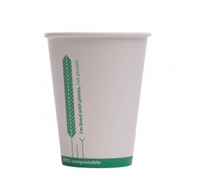Pahare BIO cafea albe 12oz/360ml