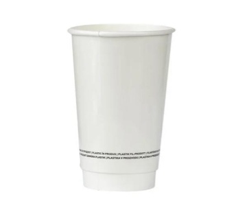 Pahare din carton alb cu perete dublu, 12oz - 25buc/set