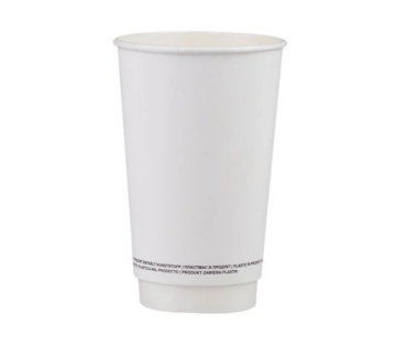 Pahare din carton alb cu perete dublu, 16oz - 25buc/set