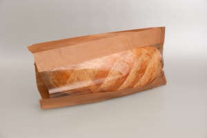Pungă hartie panificatie pentru FRANZELĂ mare, cu fereastra 23x5x27+F15cm (1000buc)