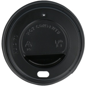 Capac plastic negru pentru pahar cafea 210ml 7oz (set 100buc)