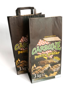 Saci CĂRBUNI 3kg, doua straturi, fără mâner, negru, 26x13x50cm