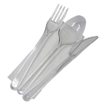 Tacamuri reutilizabile plastic TRIS (Lingura,Cutit,Furculita,Servetel) 100buc/set
