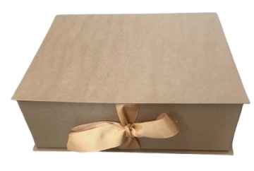 Cutie cadou kraft mare cu panglica textila 340x285x110 mm
