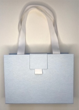 Cutie cadou poseta blue cu manere din textile - Img 2