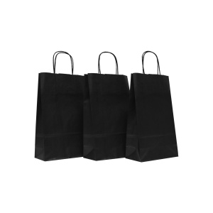 Sacoșă hârtie KNV cu mâner răsucit, NEAGRĂ 18x8.5x30